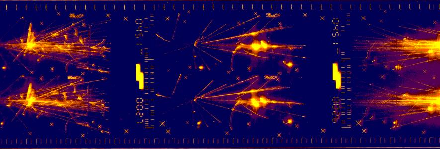 False colour image of an interaction seen in the UA5 streamer chamber