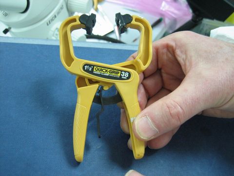 Clamp, used for holding glue template
in place